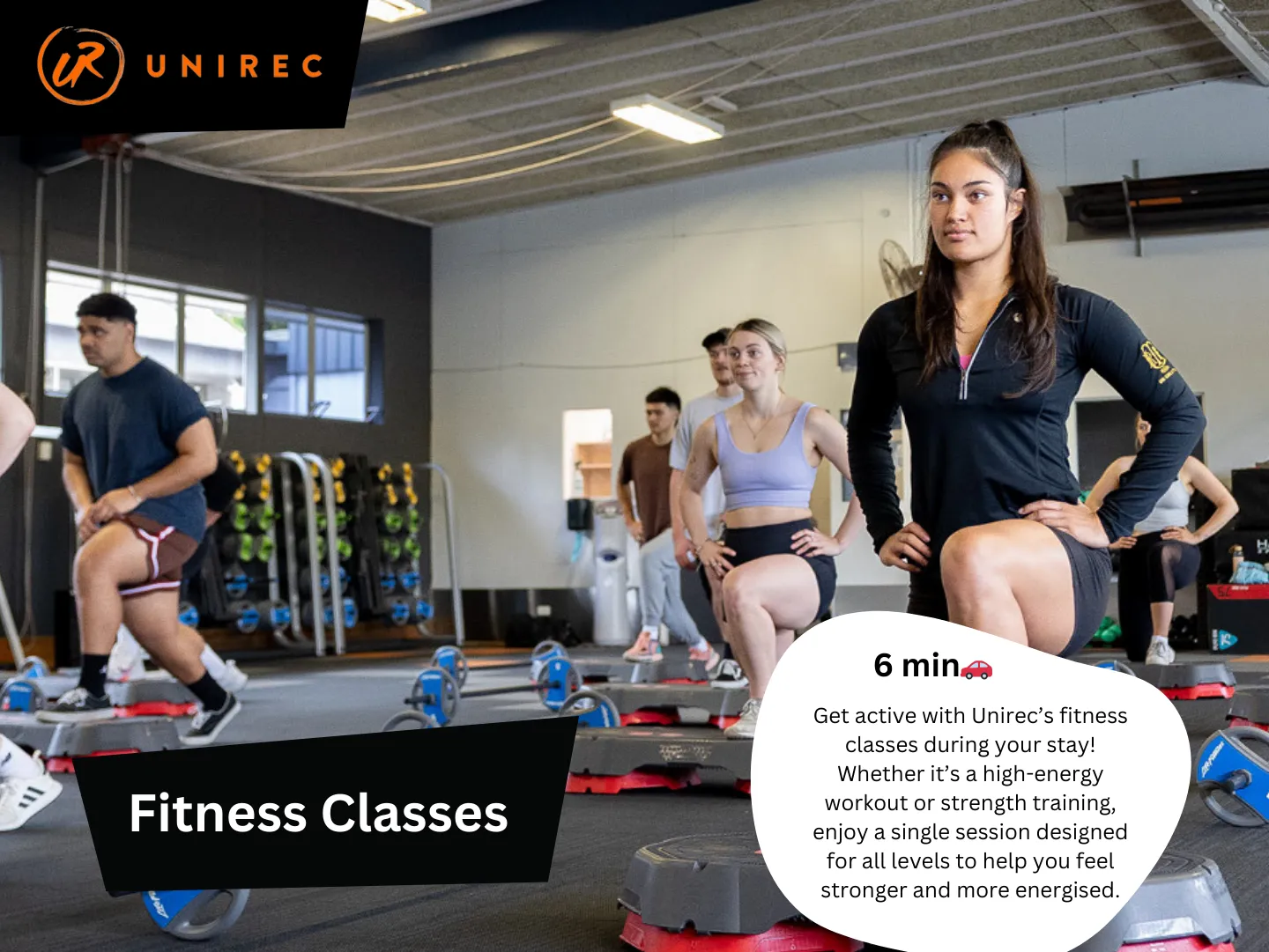 Original guidebook panel: unirec fitness classes hamilton