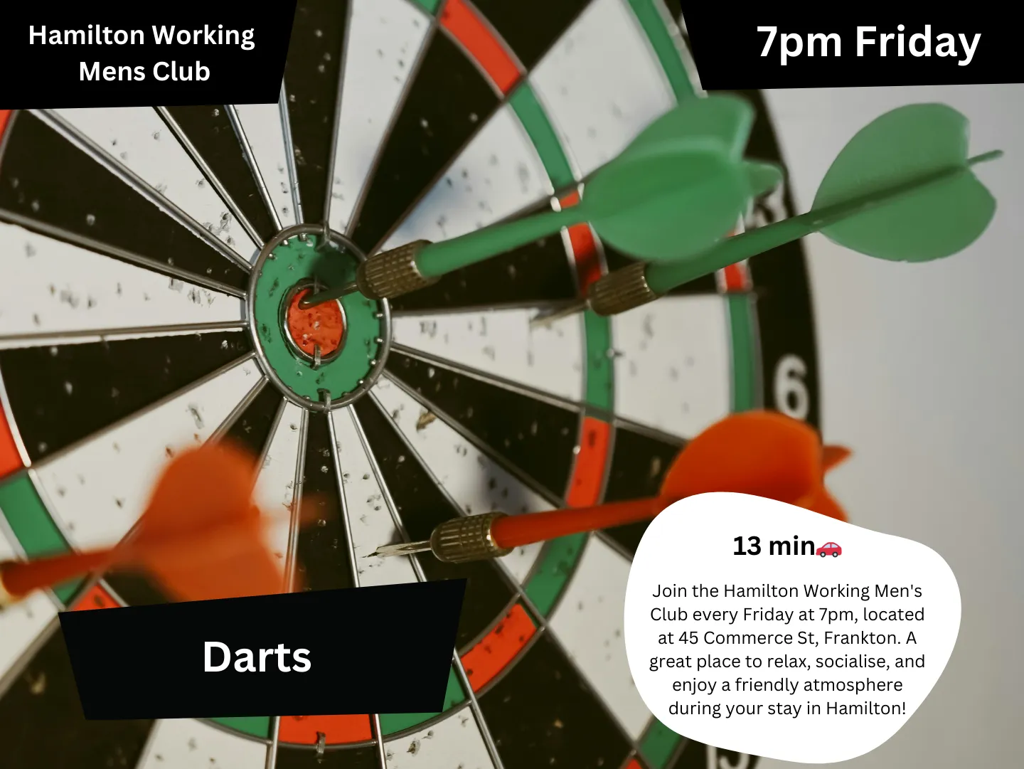 Original guidebook panel: hamilton working mens club darts