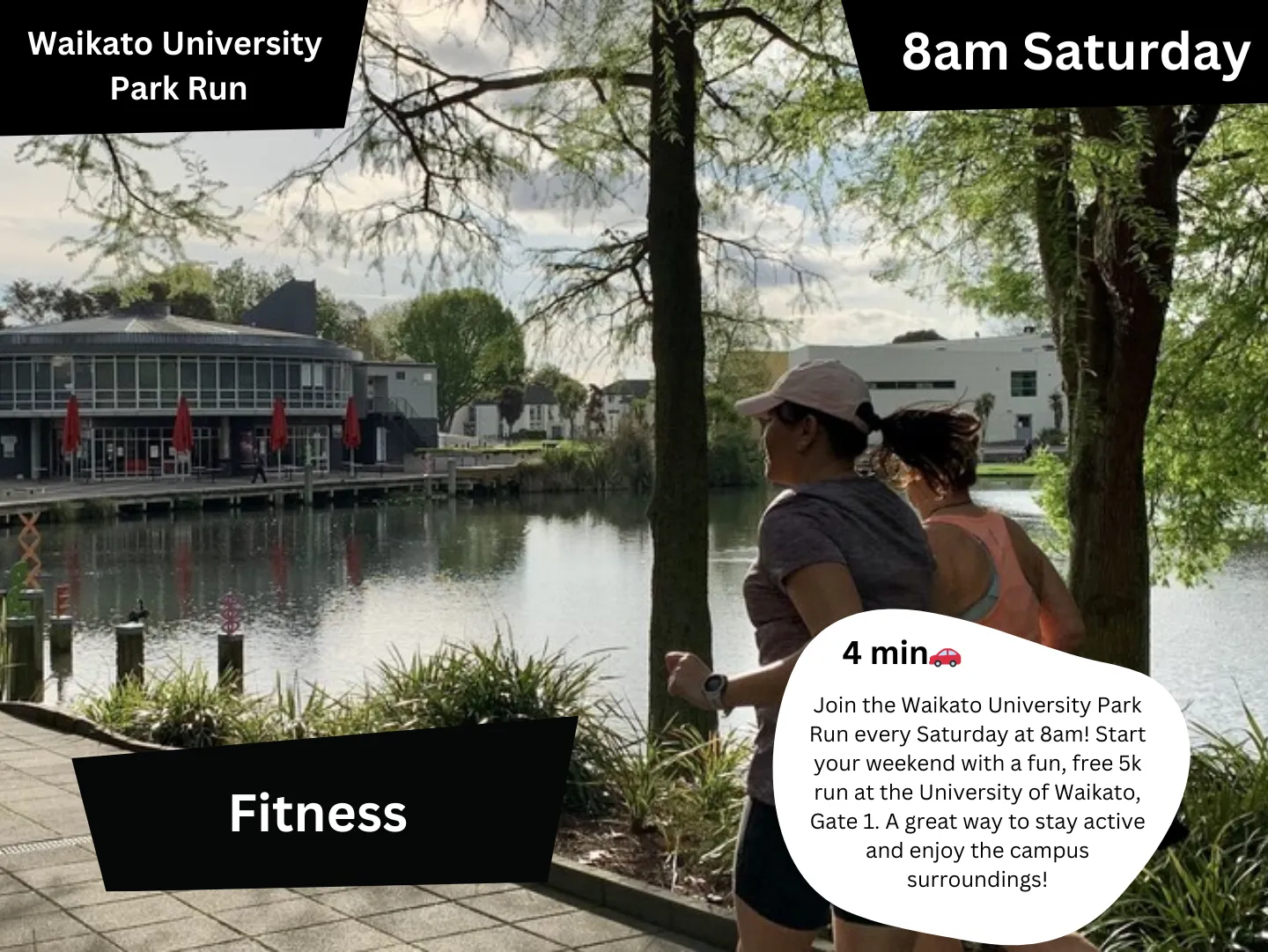 Original guidebook panel: waikato university park run knighton lake