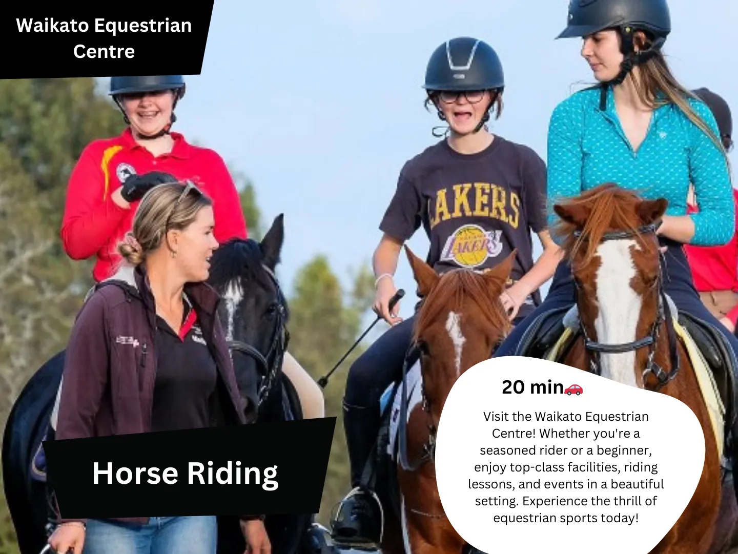 Original guidebook panel: waikato equestrian centre horse riding